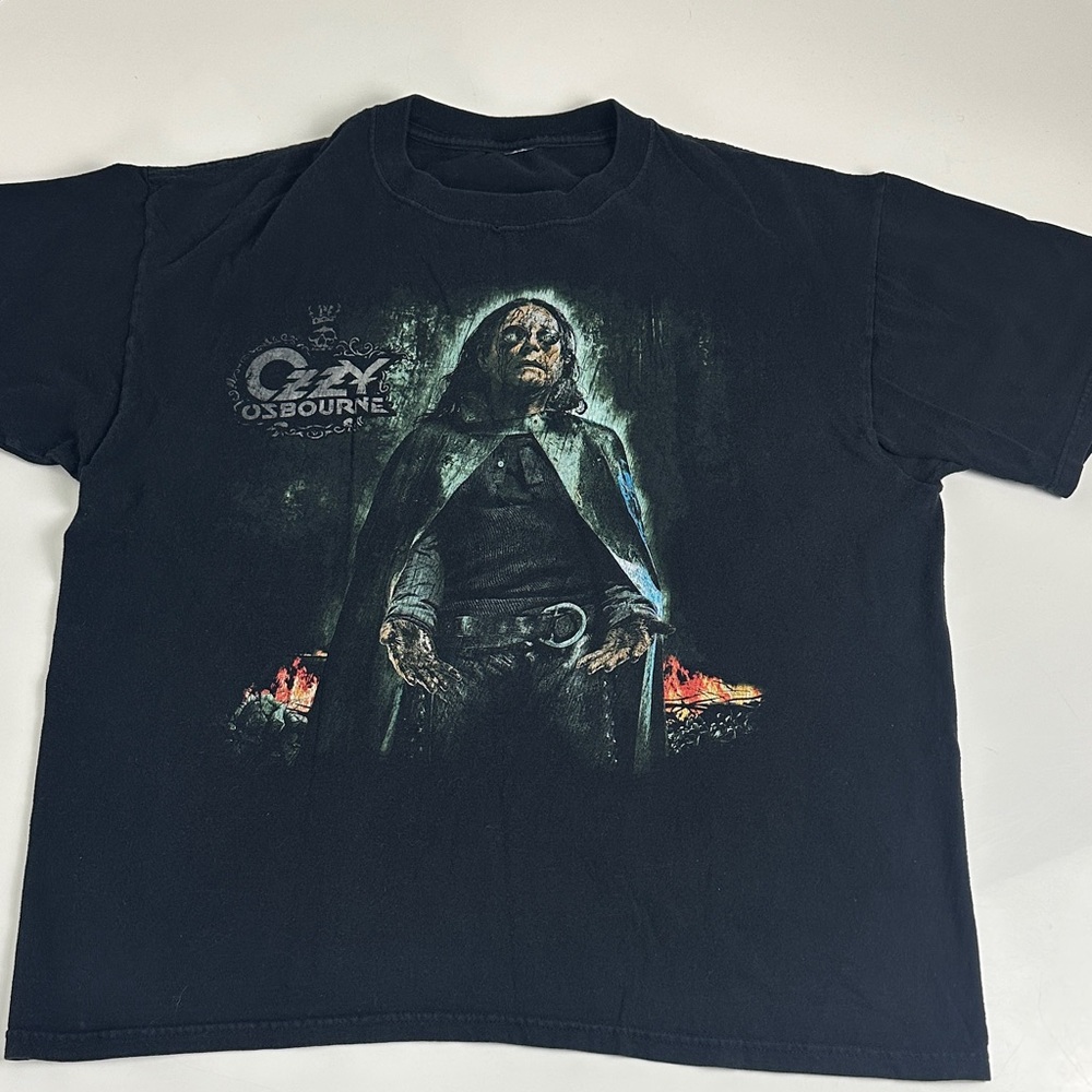 Ozzy Osborne Y2K Graphic Concert Tee - Black Rain Tour - Black, Size Large